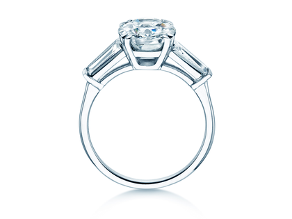Bague de fiançailles Oval Tapered Baguette en 14K or blanc avec diamants 0,41ct G/SI
