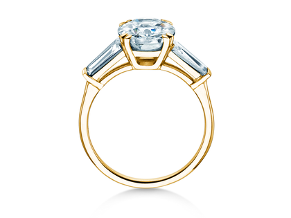 Bague de fiançailles Oval Tapered Baguette en 9K or jaune avec diamants 0,41ct G/SI
