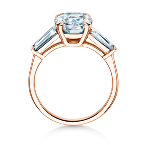 Bague de fiançailles Oval Tapered Baguette en 9K or rose avec diamants 0,70ct G/SI