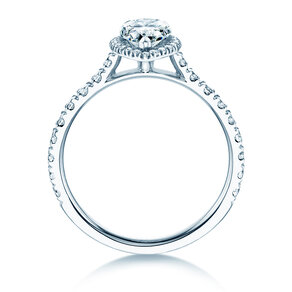 Bague de fiançailles Pear Halo Pavé en 9K or blanc avec diamants 0,58ct G/SI