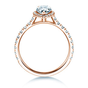 Bague de fiançailles Pear Halo Pavé en 9K or rose avec diamants 1,46ct G/SI