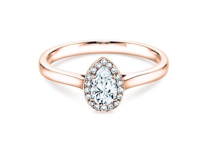 Bague de fiançailles Pear Shape en 14K or rose avec diamants 0,50ct G/SI