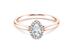 Bague de fiançailles Pear Shape en 14K or rose avec diamants 0,50ct G/SI