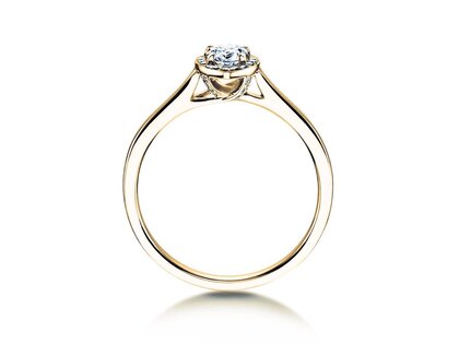 Bague de fiançailles Pear Shape en 9K or jaune avec diamants 0,40ct G/SI