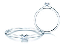 Bague de fiançailles Princess en 9K or blanc avec diamant 0,15ct G/SI