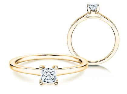 Bague de fiançailles Princess dans 14K or jaune avec diamant 0,15ct G/SI