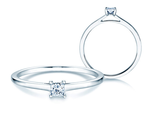 Bague de fiançailles Princess dans 14K or blanc avec diamant 0,25ct G/SI