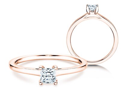 Bague de fiançailles Princess dans 14K or rose avec diamant 0,50ct G/SI