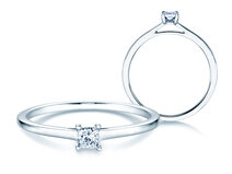 Bague de fiançailles Princess dans platine 950/- avec diamant 0,25ct G/SI