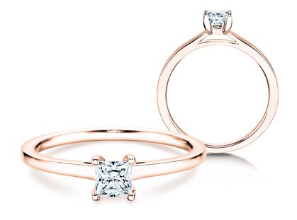 Bague de fiançailles Princess dans 18K or rose avec diamant 0,50ct G/SI