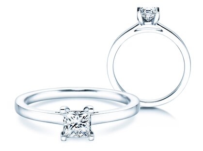 Bague de fiançailles Princess dans 14K or blanc avec diamant 0,50ct G/SI