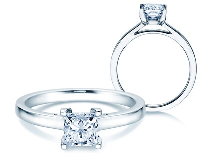 Bague de fiançailles Princess en 14K or blanc avec diamant 1,50ct G/SI