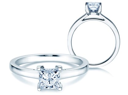 Bague de fiançailles Princess dans platine 950/- avec diamant 1,00ct G/SI