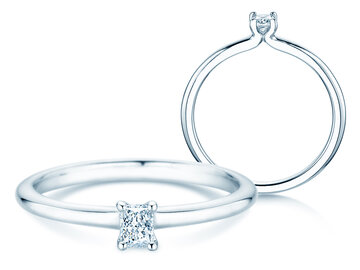 Bague de fiançailles Radiant Clean en 14K or blanc avec diamant 0,08ct G/SI