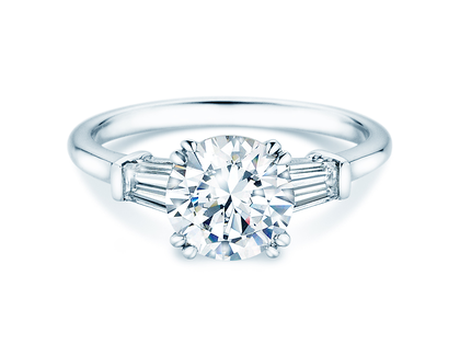Bague de fiançailles Brilliant Tapered Baguette  en 14K or blanc avec diamants 0,41ct G/SI