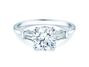 Bague de fiançailles Brilliant Tapered Baguette  en 14K or blanc avec diamants 0,41ct G/SI