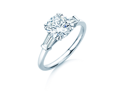 Bague de fiançailles Brilliant Tapered Baguette  en 14K or blanc avec diamants 0,41ct G/SI