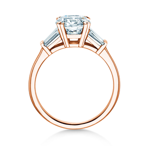 Bague de fiançailles Round Brilliant Tapered Baguette  en or rose