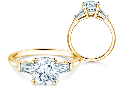 Bague de fiançailles Brilliant Tapered Baguette  en 9K or jaune avec diamants 0,41ct G/SI