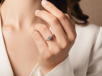 Bague de fiançailles Brilliant Tapered Baguette  en 14K or blanc avec diamants 0,41ct G/SI