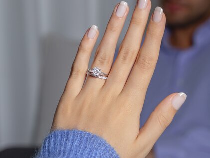 Bague de fiançailles Brilliant Tapered Baguette  en 14K or blanc avec diamants 0,41ct G/SI