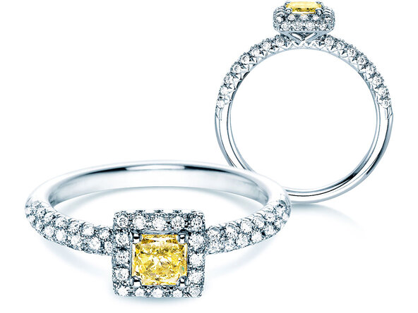 Bague de fiançailles Sophie en 18K or blanc avec diamants 1,02ct