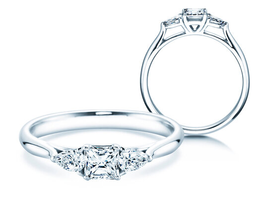 Bague de fiançailles Vivid Asscher en 14K or blanc avec diamants 0,53ct G/SI