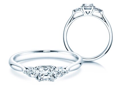 Bague de fiançailles Vivid Asscher en 14K or blanc avec diamants 0,53ct G/SI