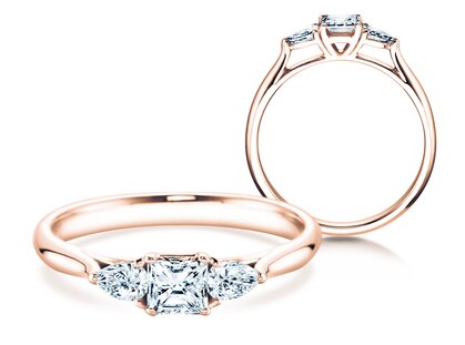Bague de fiançailles Vivid Asscher en 14K or rose avec diamants 0,53ct G/SI