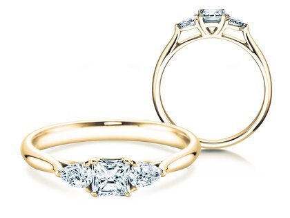 Bague de fiançailles Vivid Asscher en 14K or jaune avec diamants 0,53ct G/SI