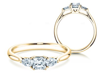 Bague de fiançailles Vivid Asscher en 14K or jaune avec diamants 0,53ct G/SI