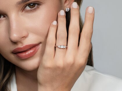 Bague de fiançailles Vivid Asscher en 14K or blanc avec diamants 0,53ct G/SI