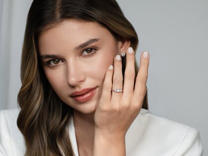 Bague de fiançailles Vivid Asscher en 14K or blanc avec diamants 0,53ct G/SI