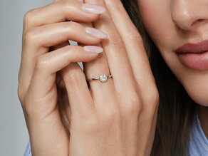 Bague de fiançailles Flower en 18K or jaune avec diamants 0,33ct G/SI