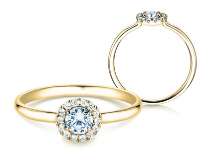 Bague de fiançailles Flower en 14K or jaune avec diamants 0,33ct G/SI