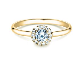 Bague de fiançailles Flower en 18K or jaune avec diamants 0,33ct G/SI