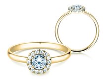 Bague de fiançailles Flower en 14K or jaune avec diamants 0,49ct G/SI