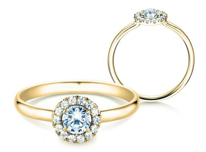Bague de fiançailles Flower en 14K or jaune avec diamants 0,49ct