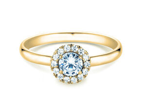 Bague de fiançailles Flower en 14K or jaune avec diamants 0,49ct G/SI