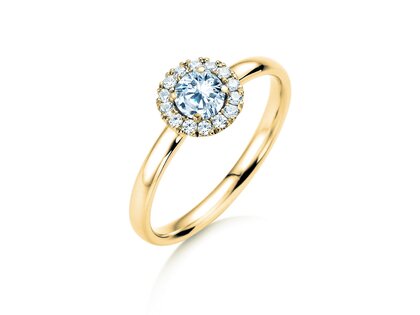 Bague de fiançailles Flower en 14K or jaune avec diamants 0,49ct G/SI
