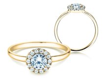 Bague de fiançailles Flower en 9K or jaune avec diamants 0,87ct G/SI