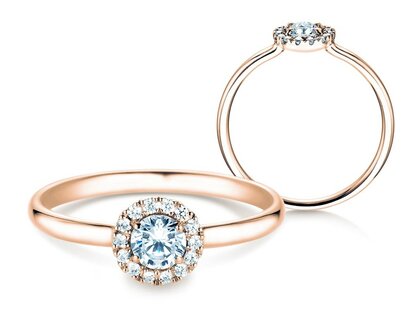 Bague de fiançailles Flower en 18K or rose avec diamants 0,33ct