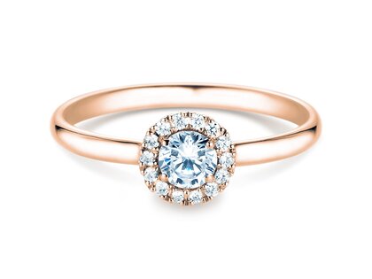 Bague de fiançailles Flower en 18K or rose avec diamants 0,33ct G/SI