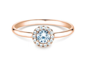 Bague de fiançailles Flower en 18K or rose avec diamants 0,33ct G/SI