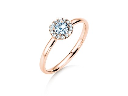 Bague de fiançailles Flower en 18K or rose avec diamants 0,33ct G/SI