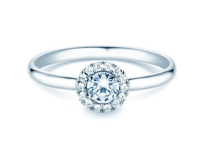 Bague de fiançailles Flower en 14K or blanc avec diamants 0,33ct G/SI