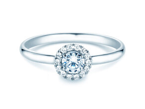 Bague de fiançailles Flower en 14K or blanc avec diamants 0,33ct G/SI