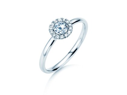 Bague de fiançailles Flower en 14K or blanc avec diamants 0,33ct G/SI