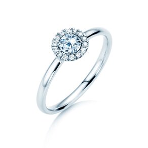 Bague de fiançailles Flower en 14K or blanc avec diamants 0,33ct G/SI