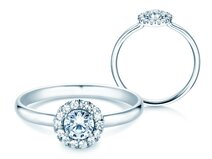 Bague de fiançailles Flower en 14K or blanc avec diamants 0,49ct G/SI